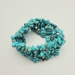 Natural Turquoise Stone Nugget Stretchy Chunky Bracelet 7"-10"